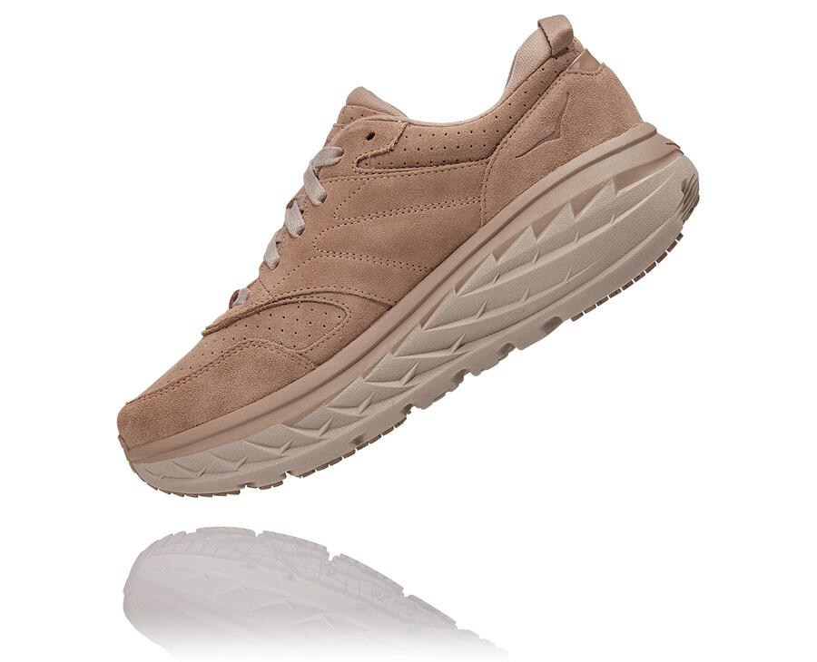 Hoka One One Mens Walking Shoes - Bondi L Suede - Grey - YTOK52940